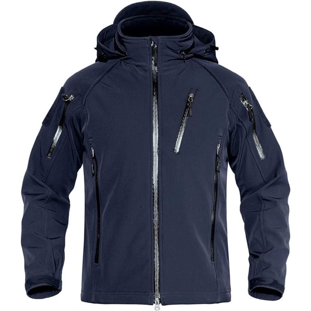 TacVasen Hooded Tactical Jacket Blue Full Zip Water-resistant Sz‎ L Men's